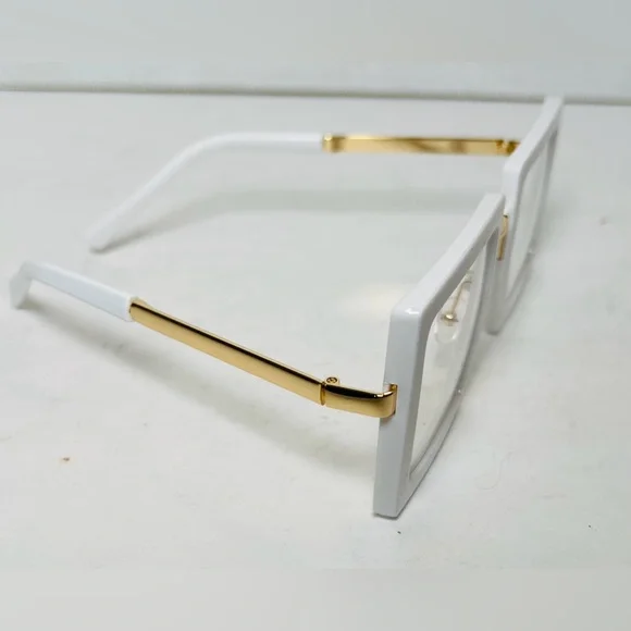 NEW Oversized White Fashion Square Clear Lens Women’s Glasses Frame Shades - Picture 3 of 9